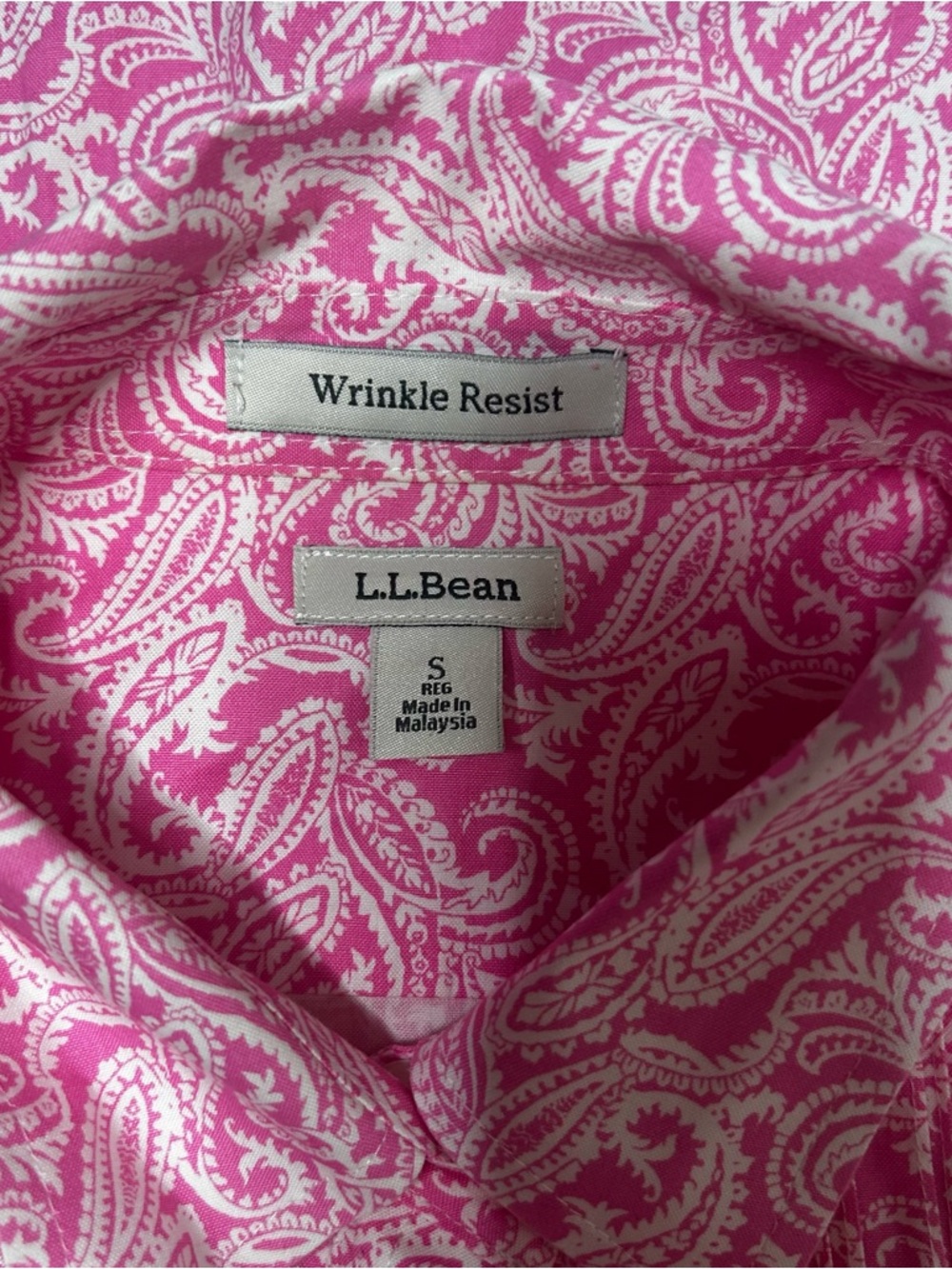 L.L. Bean Pink Paisley Sleeveless Button-Down Shirt - Picture 5 of 9